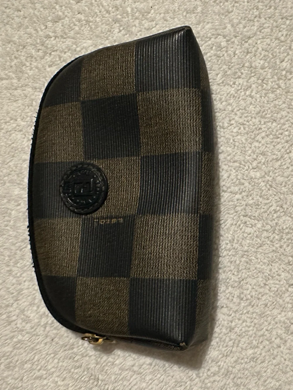 Vintage Fendi Pequin Check Cosmetic Pouch | Brown & Black Zip Case